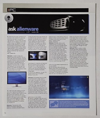 Alienware PC Magazine Print Ad Vintage 2006 Gaming Hardware Technology