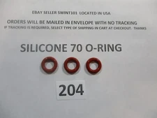 204 Silicone O-ring 70 durometer. 3/8" ID x 5/8" OD x 1/8" thick. Quan 3.