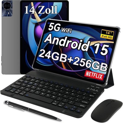 2025 Neu 5G WiFi Tablet 14Zoll Android15 PAD 24GB RAM+256GB 8580mAh 2SIM LTE GPS