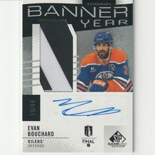 Evan Bouchard Banner Year 2025-26 SP Game Used Hockey Oilers Patch Autograph /49