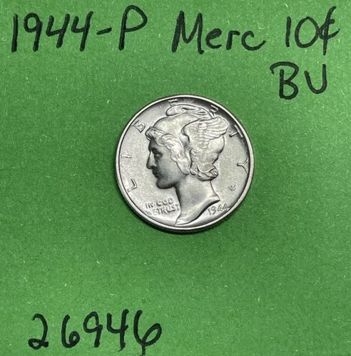 1944-P Mercury Dime 10c BU Uncirculated Coin  90% Silver