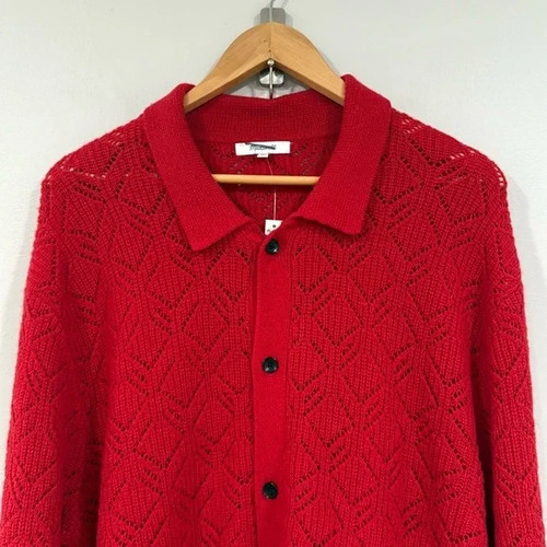 Madewell rote Knopfleiste Langarm Wolle/Kaschmir Oversize Strickjacke XL Neu mit Etikett