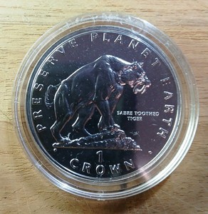 Preserve Planet Earth – Sabretooth Tiger, Queen Elizabeth II - 1 Crown Coin