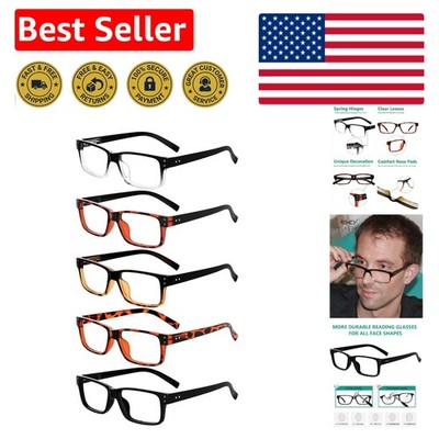 Vintage Reading Glasses for Men - 5 Pack Spring Hinges Classic Readers