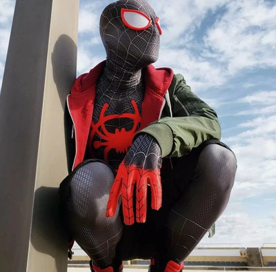 Miles Morales Spiderman Jumpsuit Kids/Adult Costume Cosplay Mask+Bodysuit110-190