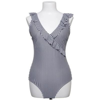 Badeanzug, Größe: L, Schwarz/Weiß, Elasthan/Polyester, Streifen, Damen #PDt