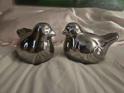 Polished Chrome Ceramic Electroplated Deco Cute Lovebirds