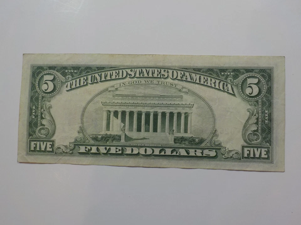 Star Note 1963 5 Dollar Bill Paper Money Red Seal United States America VTG USA  - Image 2 of 2