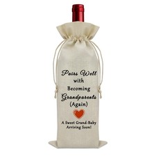 Pregnancy Announcement Wine Bag Baby Reveal For Grandparents Bottle Decor