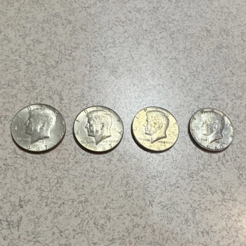 1967 Kennedy Half Dollar 50C Coins Lot of 4 Circulated Uncertified