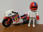 Vintage Playmobil Boy In Sport Motorcycle Racing Bike 1974 1988 Firelli Castrol