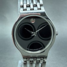 Movado Esperanza Watch Women 23mm Black Dial Silver Tone 84.25.811.1 New Battery