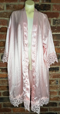 Bridesmaid Satin Robe Kimono - Pink - Lace Trim - One Size
