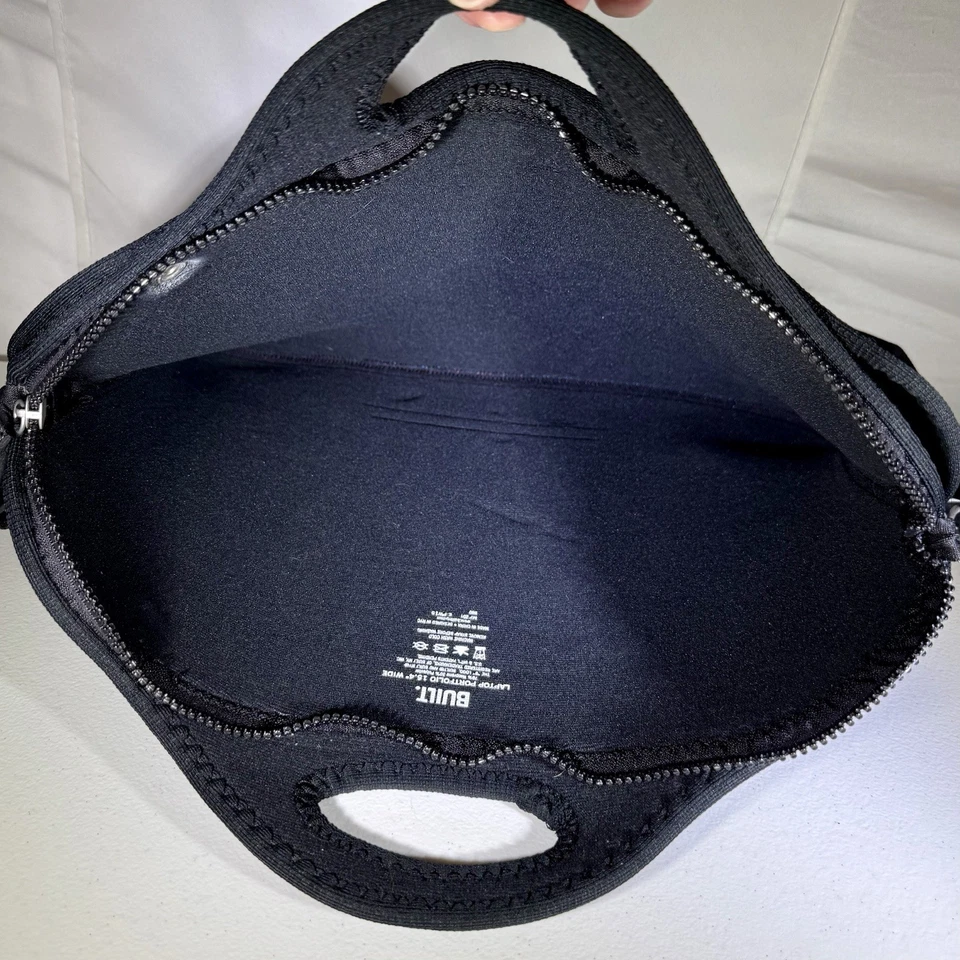 CONSTRUIDO. Portafolio para portátil con correa de neopreno negro para computadora portátil 15,4 Foto 3 de 3