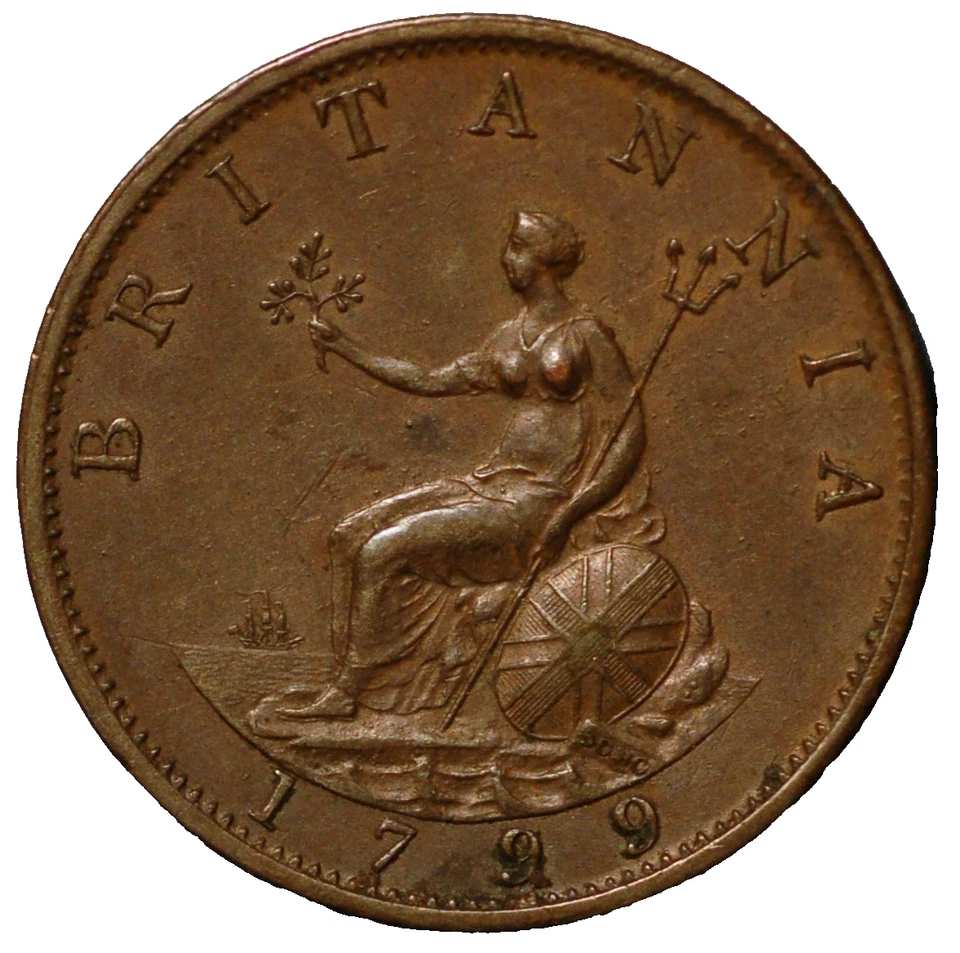 Great Britain 1/2 Penny 1799 George III KM# 647 - Image 2 of 2