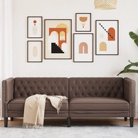 Chesterfield-Sofa 3-Sitzer Kunstleder Braun - Antik-Look Wohnzimmer Couch
