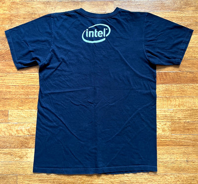 VTG Intel Inside Newegg T Shirt Men Medium Black Ultrabook Comp Sci Engineer Y2K