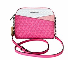 Michael Kors Jet Set Travel Dome Crossbody Bag MK Color-Block Hibiscus Multi