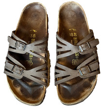 Birkenstock Granada Brown Double Strap Slides Brown Birko-Flor Womens 9 EU 40