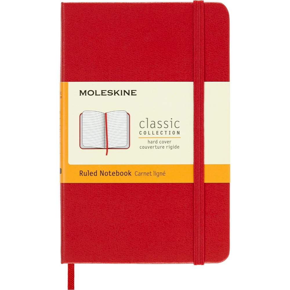Moleskine Classic Ruled Notebook Scarlet Red Pocket Hardcover Elastic Closure