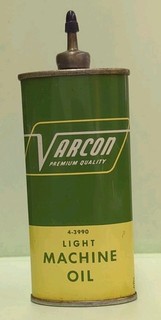 Vintage VARCON Light Machine Oil 4oz Oval Lead Top HANDY OILER