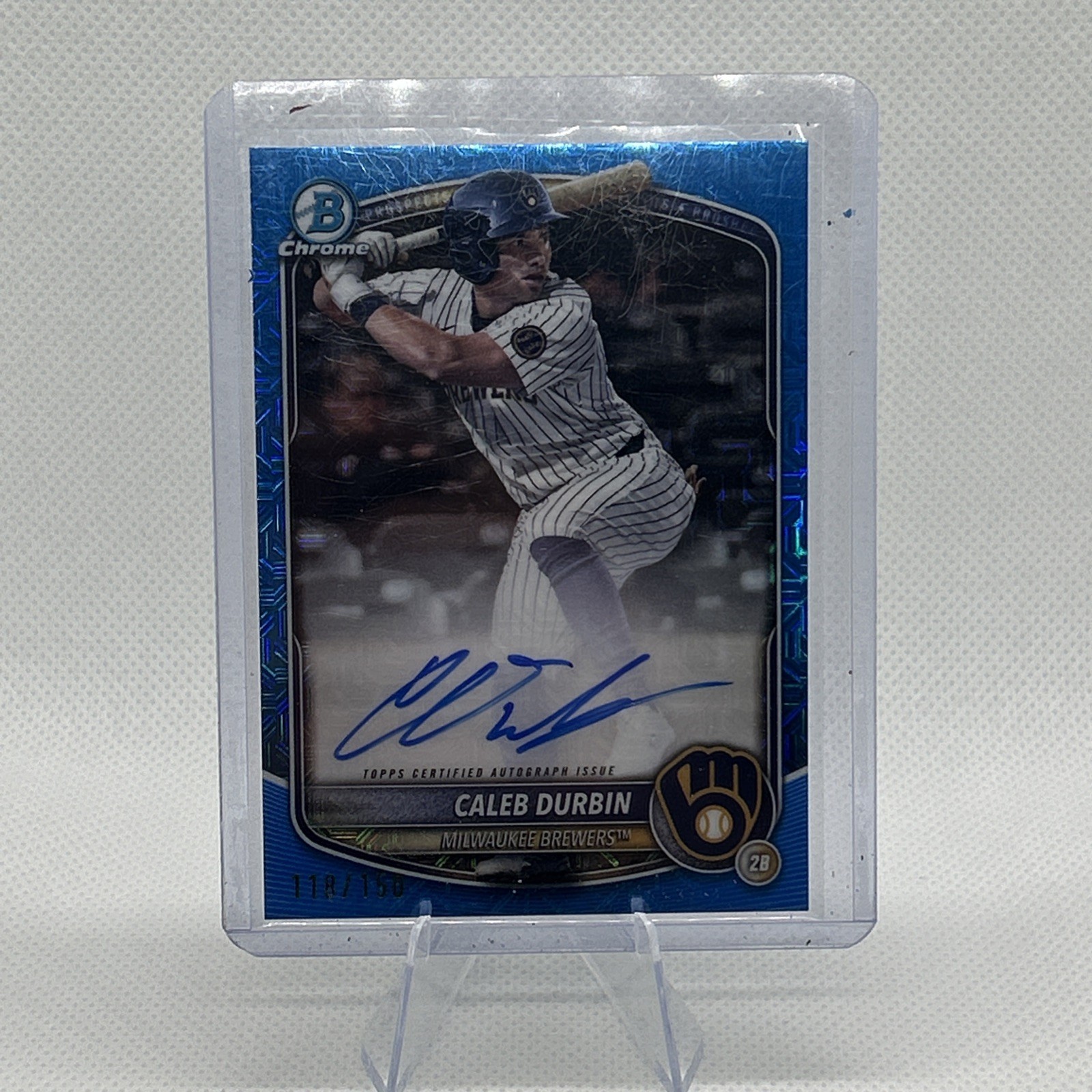 2025 Bowman - Chrome Prospect Autographs Caleb Durbin Blue Mojo Refractor /150