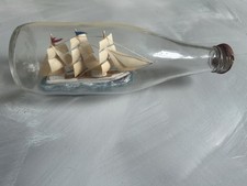 Rare Handmade Tramp  Folk Art Ship In A Bottle - 1940’s