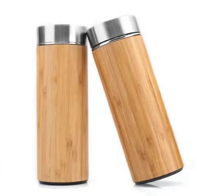 bamboo thermos 450ml With Temperature Gauge.