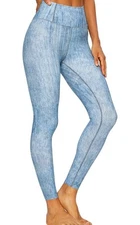 PDLeat Denim Leggings,Tummy control, Buttery soft, Stretch Large, Cambridge blue