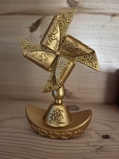 Gold Windmill Coin Bank: Feng Shui Decor for Wealth & Prosperity Home Office