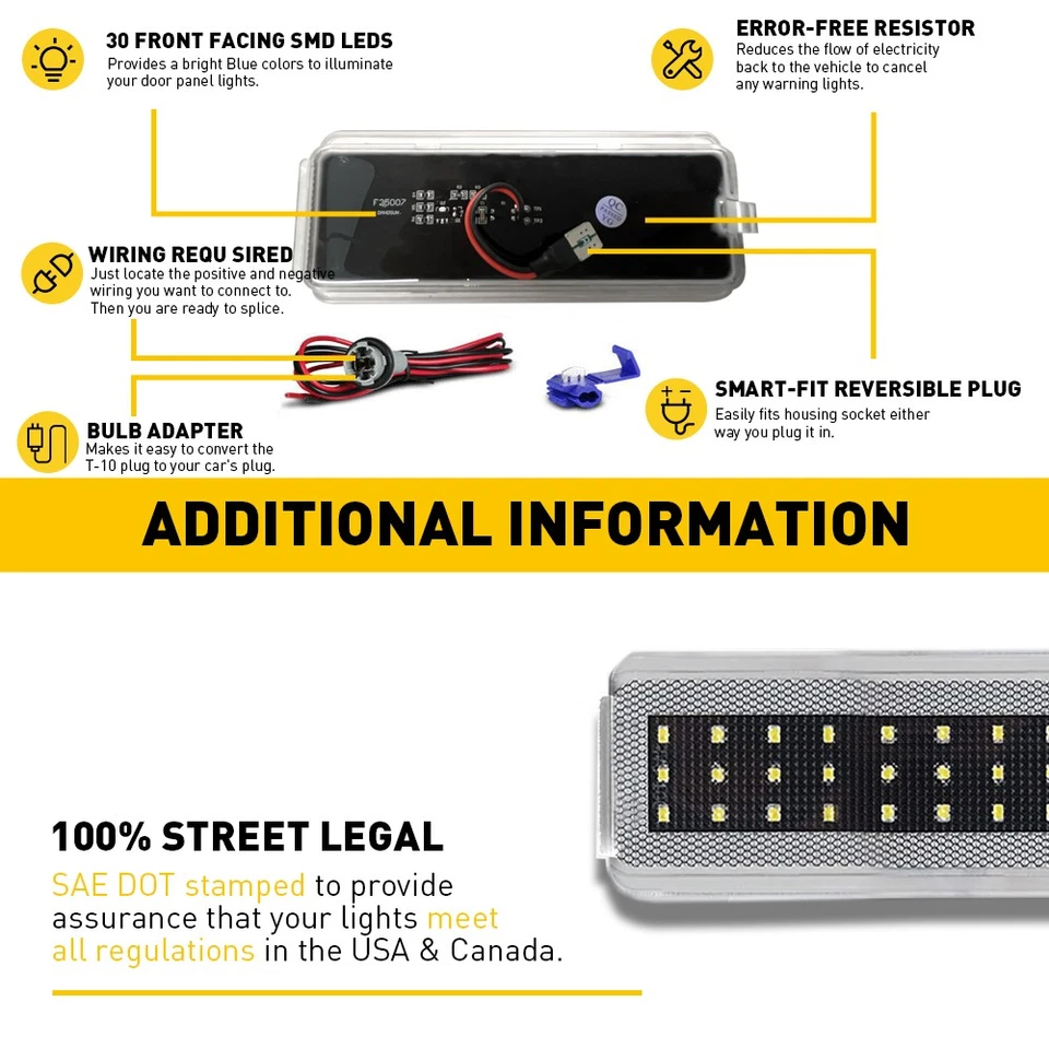 Painel interno da porta cortesia lâmpada LED 99-07 para Ford F-450 Super Duty EOH - Imagem 4 de 4