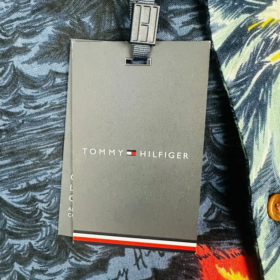 Tommy Hilfiger NWT Mens S/S Linen Blend Shirt Size XL Blue Floral Hawaiian Print - image 4 of 4