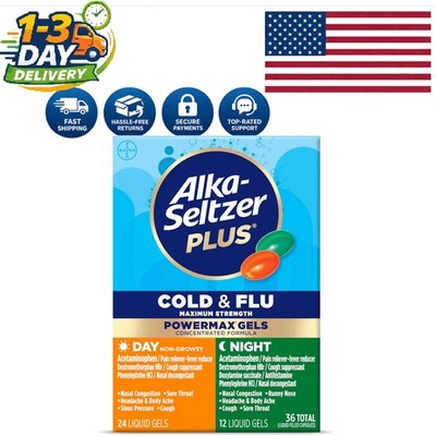 Effective Cold & Flu Relief: Day+Night Medicine for All Ages 12+, 36 Liquid Gels