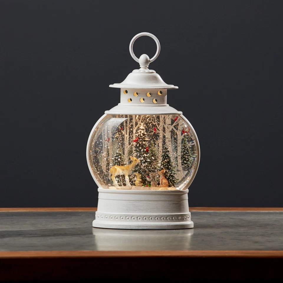 Bola de globo de nieve LED con escena de ciervo del bosque 11,5" H Foto 2 de 3