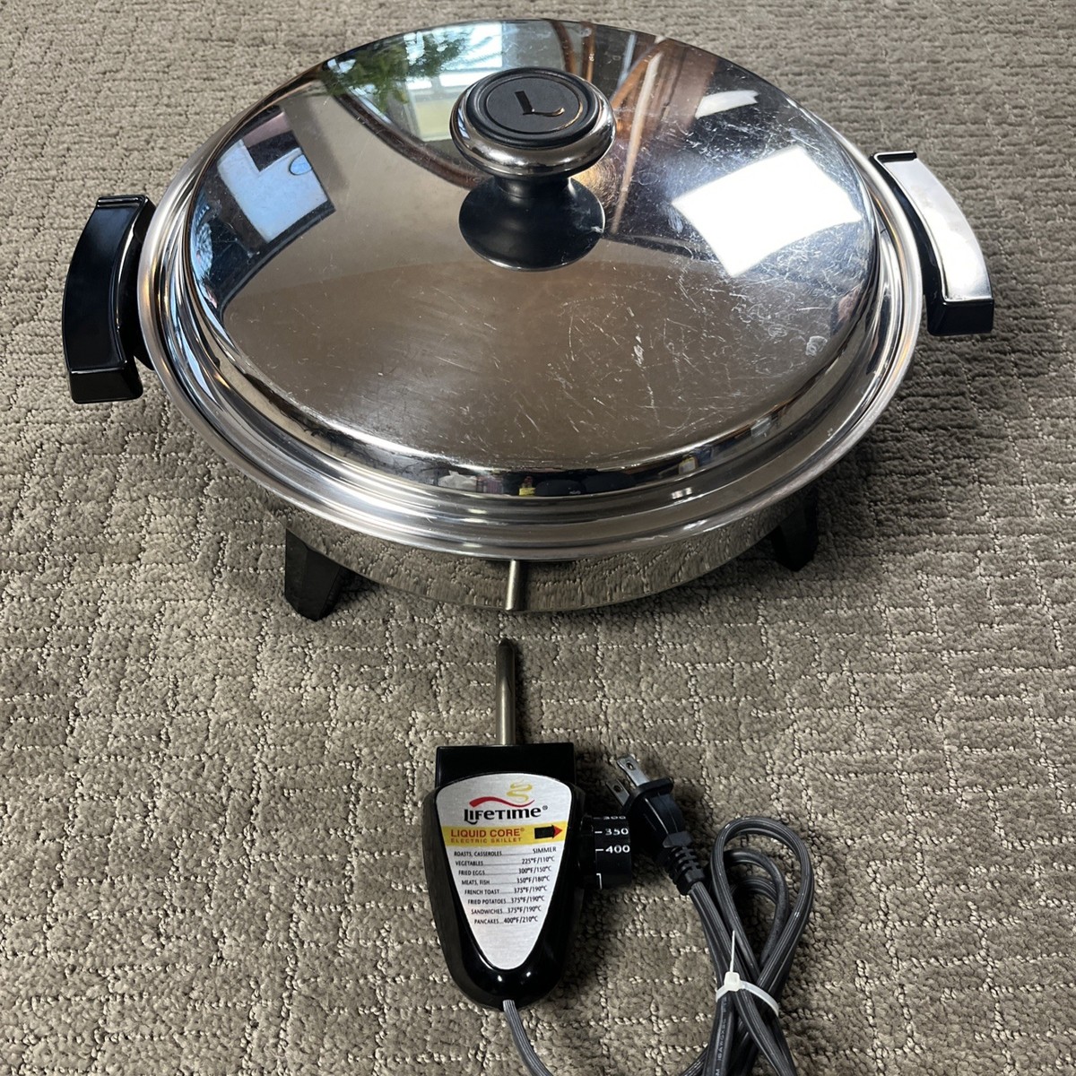 Lifetime Electric Casserole Skillet Pan 11” lid Heat Control