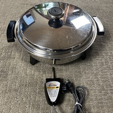 Lifetime Electric Casserole Skillet Pan 11” lid Heat Control Liquid Core Nice