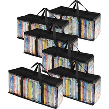 DVD Storage Bags Set of 6 Media Organizer Bag for DVDs, CDs, Blu Ray Disc, Movie