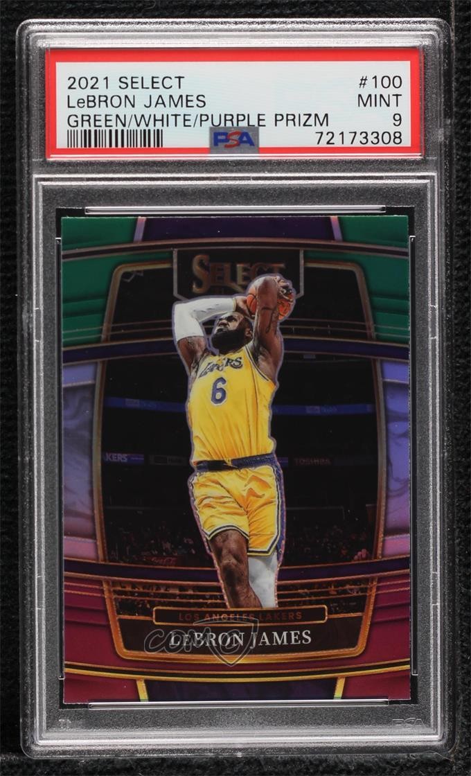 2021 Select Concourse Green White Purple Prizm LeBron James #100 PSA 9 MINT 9l4