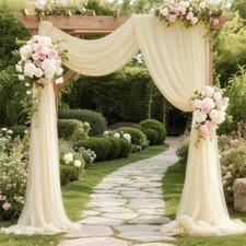 20 FT Ivory Wedding Arch Draping Fabric, 1 Panel, Chiffon Sheer, Backdrop