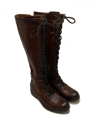 Frye Tall Lace Up Leather Boots Women's Size 6 Brow Boots