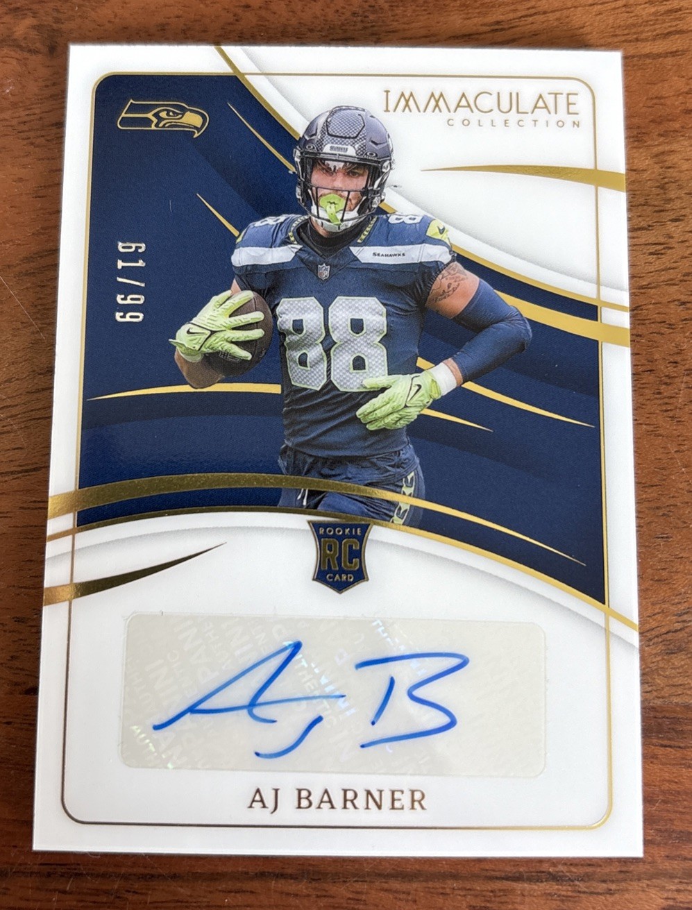 AJ Barner Rookie Auto /99 Panini 2024 Immaculate Collection Seahawks RA-ABR