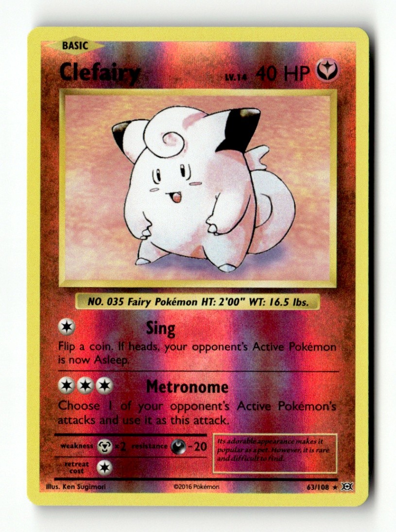 Clefairy Holo Rare Reverse Holo XY - Evolutions 63/108 NM Pokémon TCG