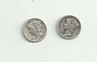 Mercury Dime 2 Coin Lot - 1944 P & 1942 S