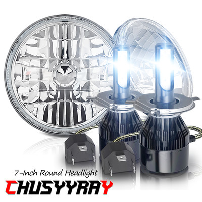 2Pcs 7''Inch H4 Chrome LED Headlight Hi/Low Beam For Plymouth Arrow 1976-1980