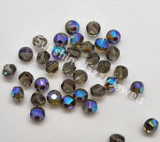 12pc Swarovski Crystal Black Diamond AB 6mm Tablet 5101 Beads; Vintage 