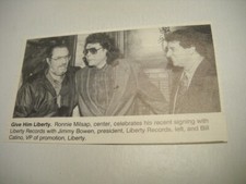 RONNIE MILSAP celebrates signing to Liberty Records 1992 music biz promo pic/txt