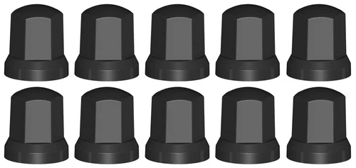 10x Black Wheel Nut Caps Protector Cover Ø32mm for High Bolts for Trucks