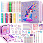 110Pcs Unicorn Washable Markers Set with Glitter Pencil Case, Art Supplies for K
