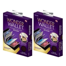 Wonder Wallet Black Leather Amazing Slim Thin RFID Wallets As Seen on TV 2 Pack