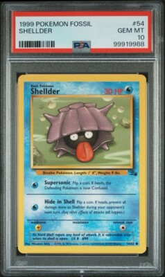 1999 Pokemon Unlimited Fossil # 54 Shellder PSA 10 Card GEM MINT! Free Shipping!